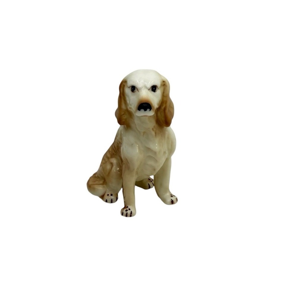 Vintage Springer Spaniel Dog Figurine Bone China Japan Hunting Bird Brown White